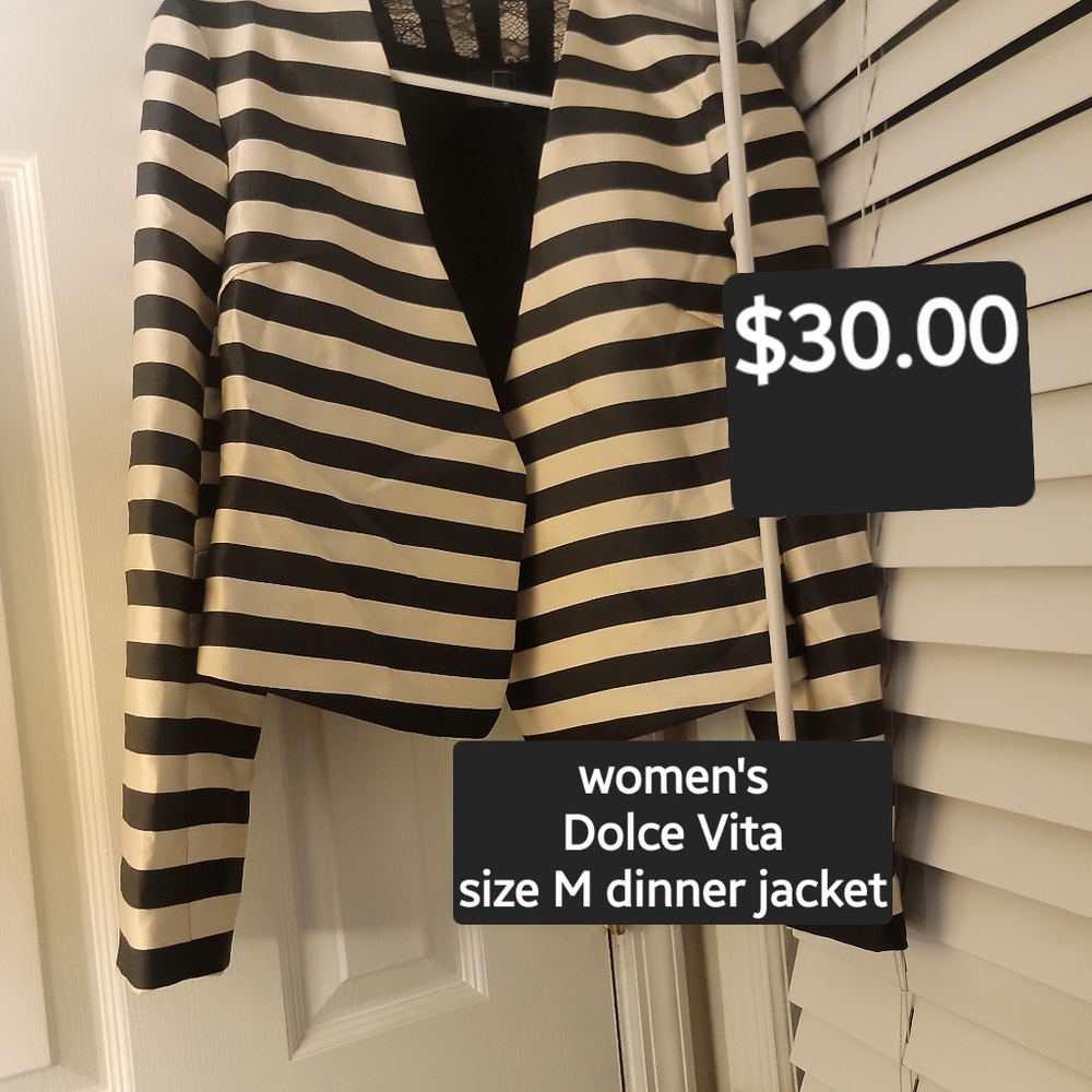 Dolce Vita Women's Striped Blazer in Black and White